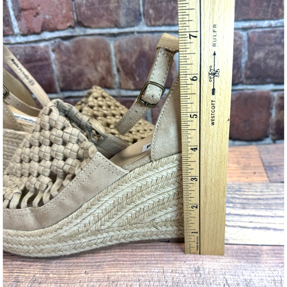 Not Rated Wedge Sandals Womens Size 8.5 Tan Jojo Woven Espadrille Open Toe Boho - Picture 5 of 11